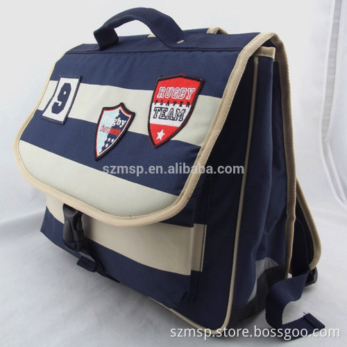 Printed patch cartable satchel backpack for boys